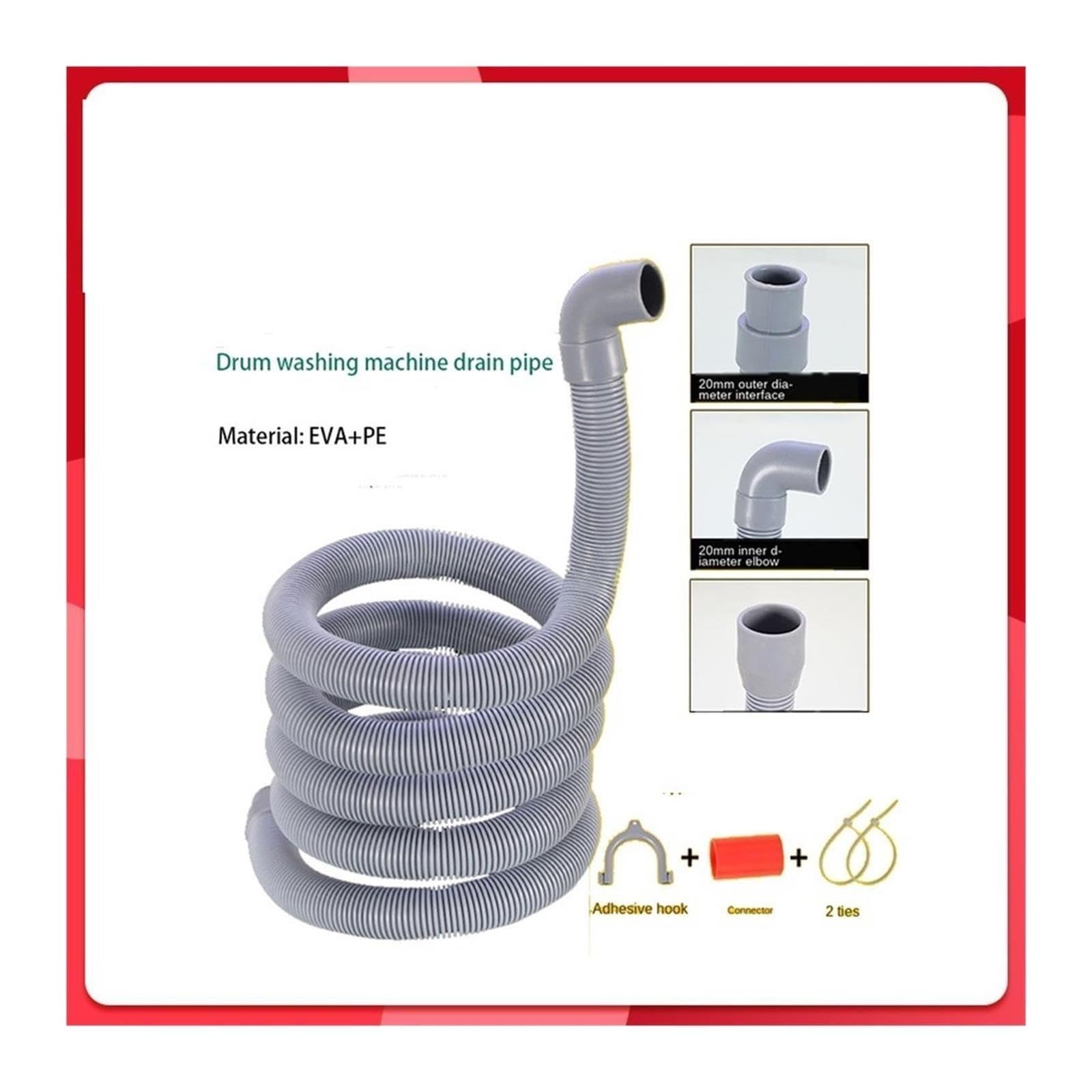 Tubo Di Prolunga for Tubo Di Scarico for Lavatrice, Tubo Flessibile Di Scarico Dell'acqua, Tubo Idraulico Prolungato Disponibile In 1,5 M 2 M 3 M 4 M(4 M straightly)