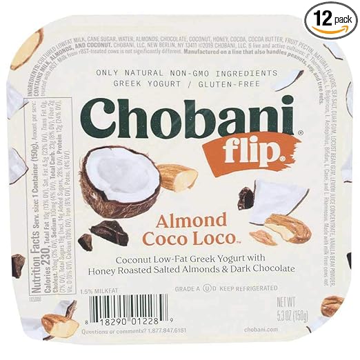 Chobani Flip Almond Coco Loco Low Fat Greek Yogurt, 4.5 Ounce -- 12 per case