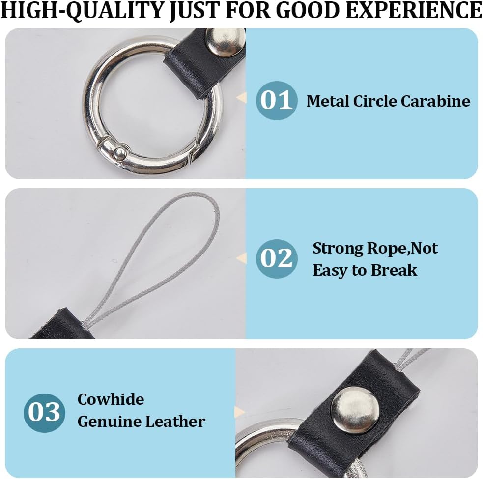 GORGECRAFT 2PCS Keyring with Strap Short Lanyard Black Cell Phone Finger Ring Phone Charms Grip Holders - Image 7