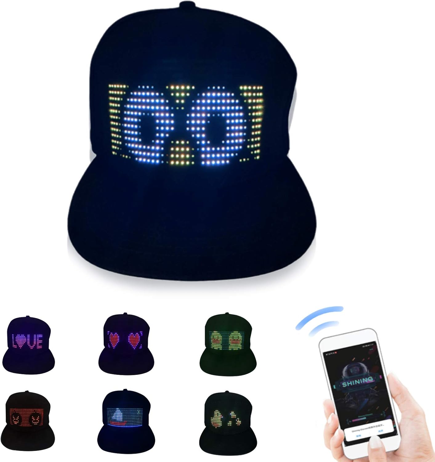 ADBEN LED Hats LED Display Message Caps LED Light up