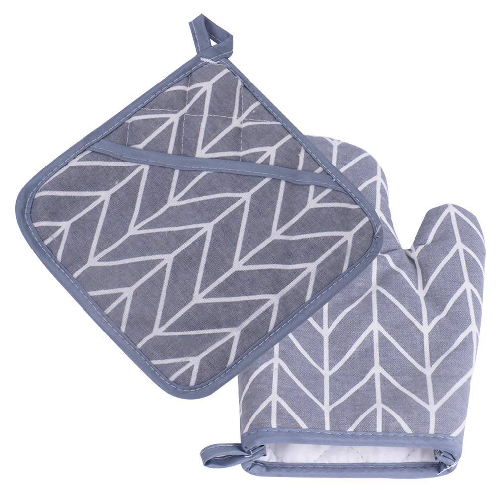 4Pcs Wärmedämmung Ofen Handschuhe Pads Baumwolle Leinen Hitzebeständig Mikrowelle BBQ Küche Liefert(Gray)