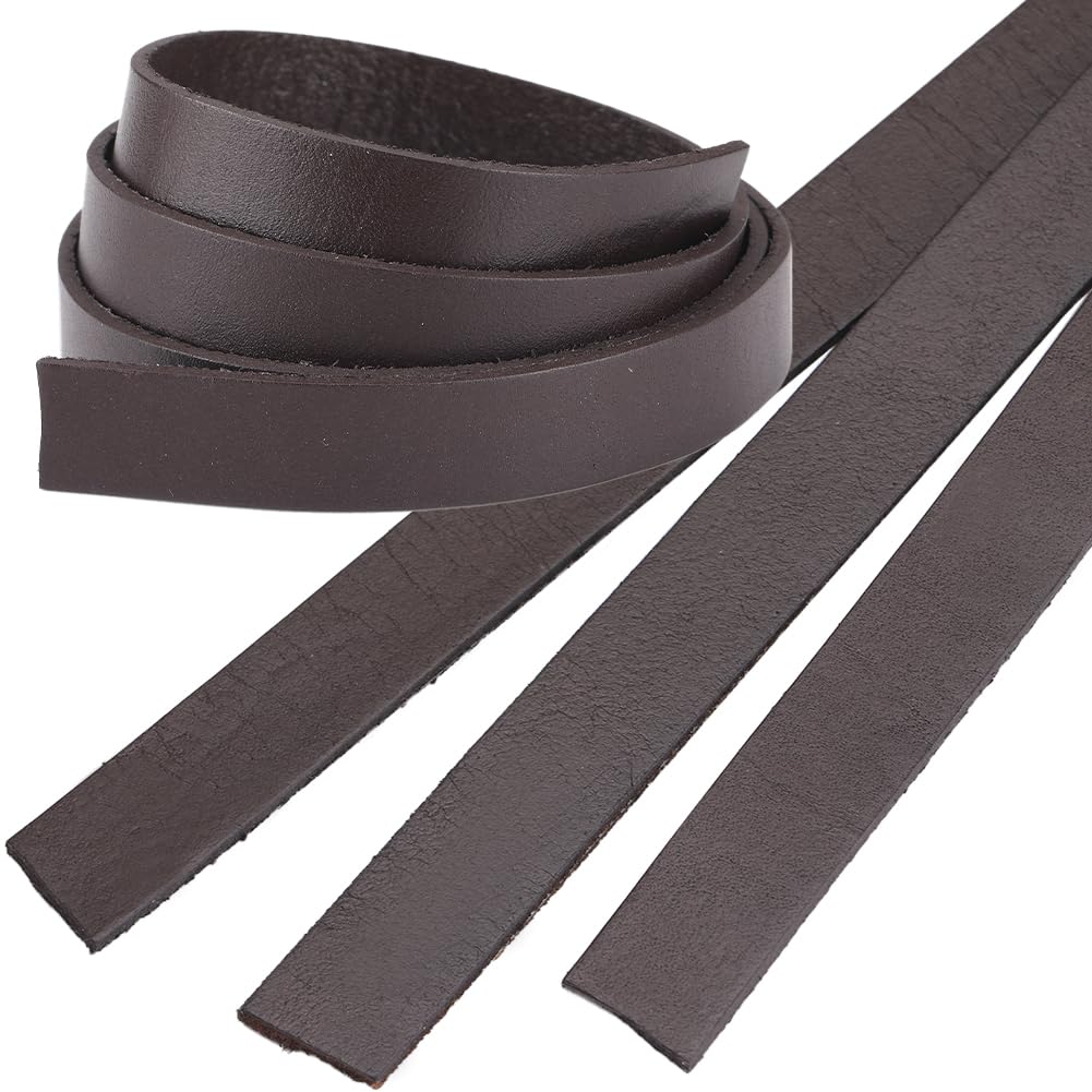 GORGECRAFT 240cmX15mm Striscia di Vera Pelle Cordoncino Piatto In Pelle Spessore 2mm Cinturino In Pelle Marrone Cocco Stringa di Pelle di Vacchetta Intrecciatura Filo Corda per Braccialetti Creazione