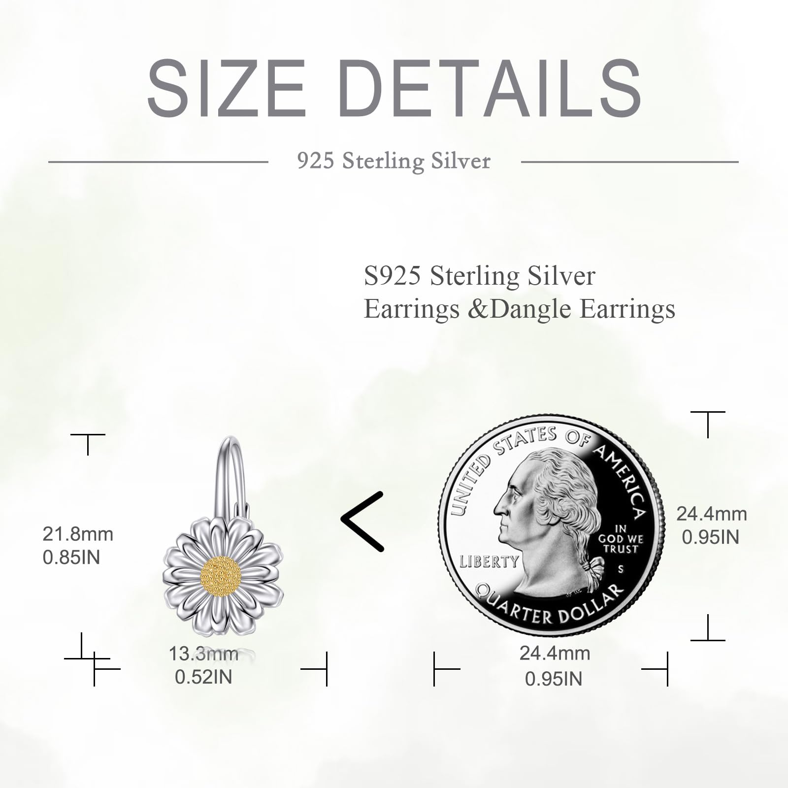Orecchini da donna a forma di margherita, in argento Sterling 925, con chiusura a monachella, placcati oro, idea regalo per lei
