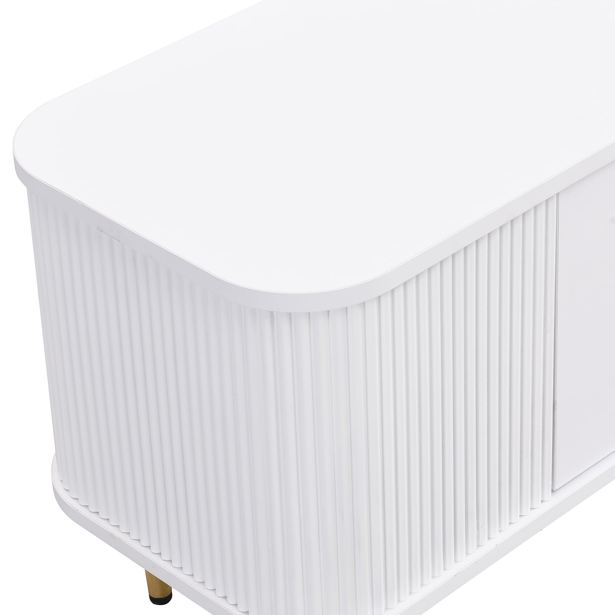 Mobile TV basso con 2 ante e 2 cassetti, moderno, bianco, per TV, con gambe dorate e angoli arrotondati, per soggiorno e camera da letto, 170 x 34 x 45 cm