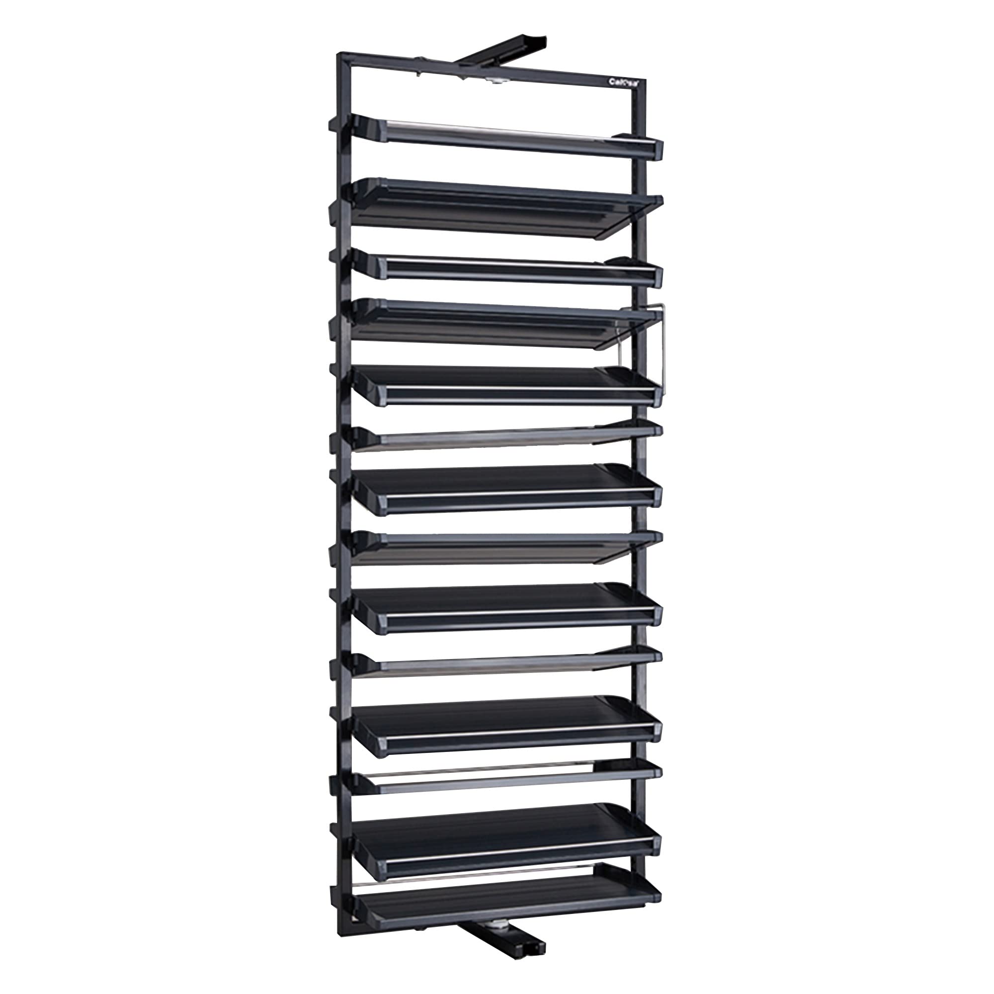 Metal 360°Rotating Shoe Rack for Closet, Multi-Function Shoe Organizer for Closet, Tall Skinny Shelf, Vertical Shelf Organizer for Small Bedroom Closet, Space Saving Storage, Black (Size : 14 floors