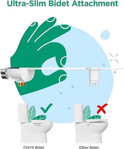Miniatura 3 de Ciays - Accesorio de bidé para agua caliente, bidé no eléctrico para agua caliente y fría, boquillas dobles autolimpiables para lavado sanitario y