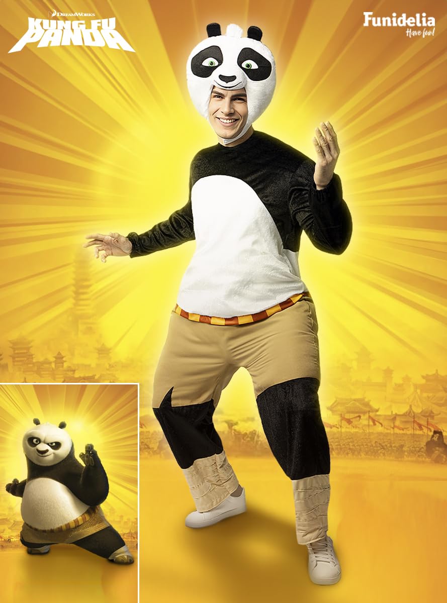 Funidelia | Disfraz de Kung Fu Panda para hombre y mujer Dibujos Animados, Películas & Series - Disfraz para adultos y divertidos accesorios para Fiestas, Carnaval y Halloween - Talla XXL - Blanco
