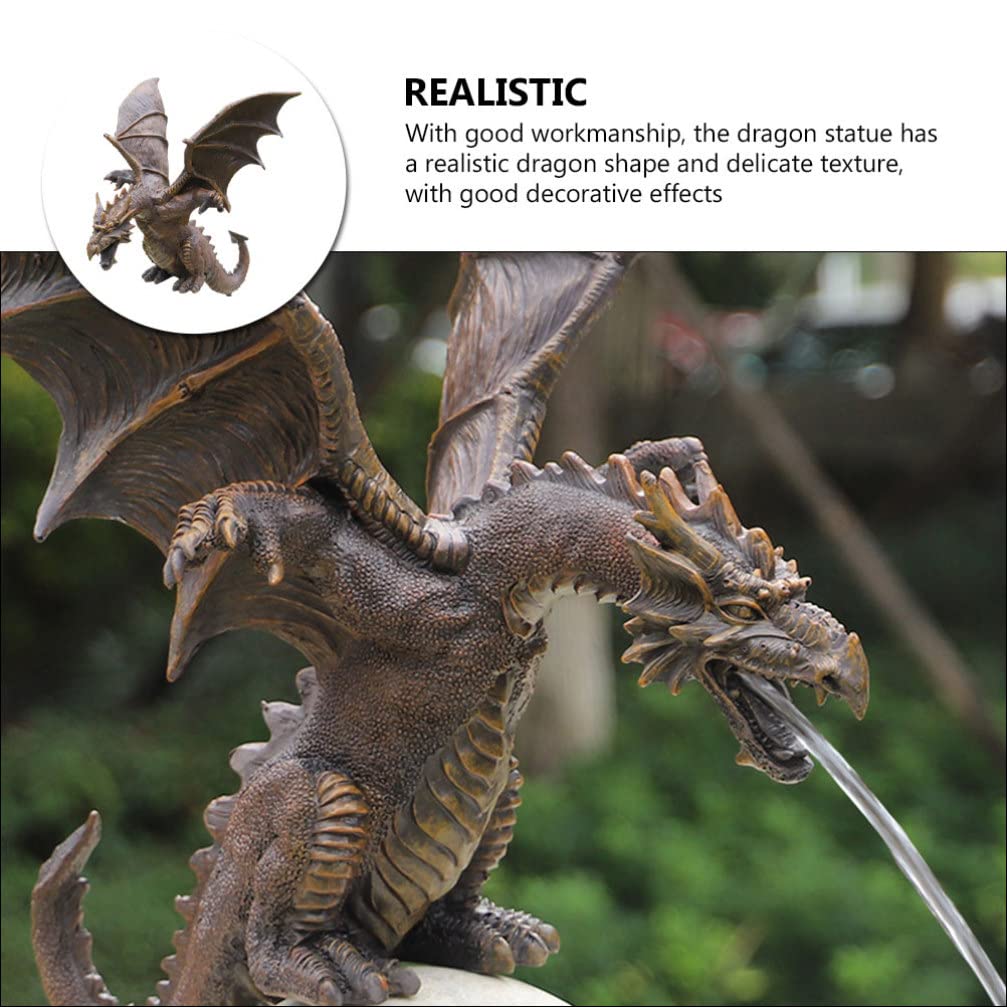 thumbnail: BBABBT Draak Tuinornament - Hars Waterspray Sculptuur, Bronzen Look, 35x30x23 Cm, Voor Tuin, Terras Of Fontein