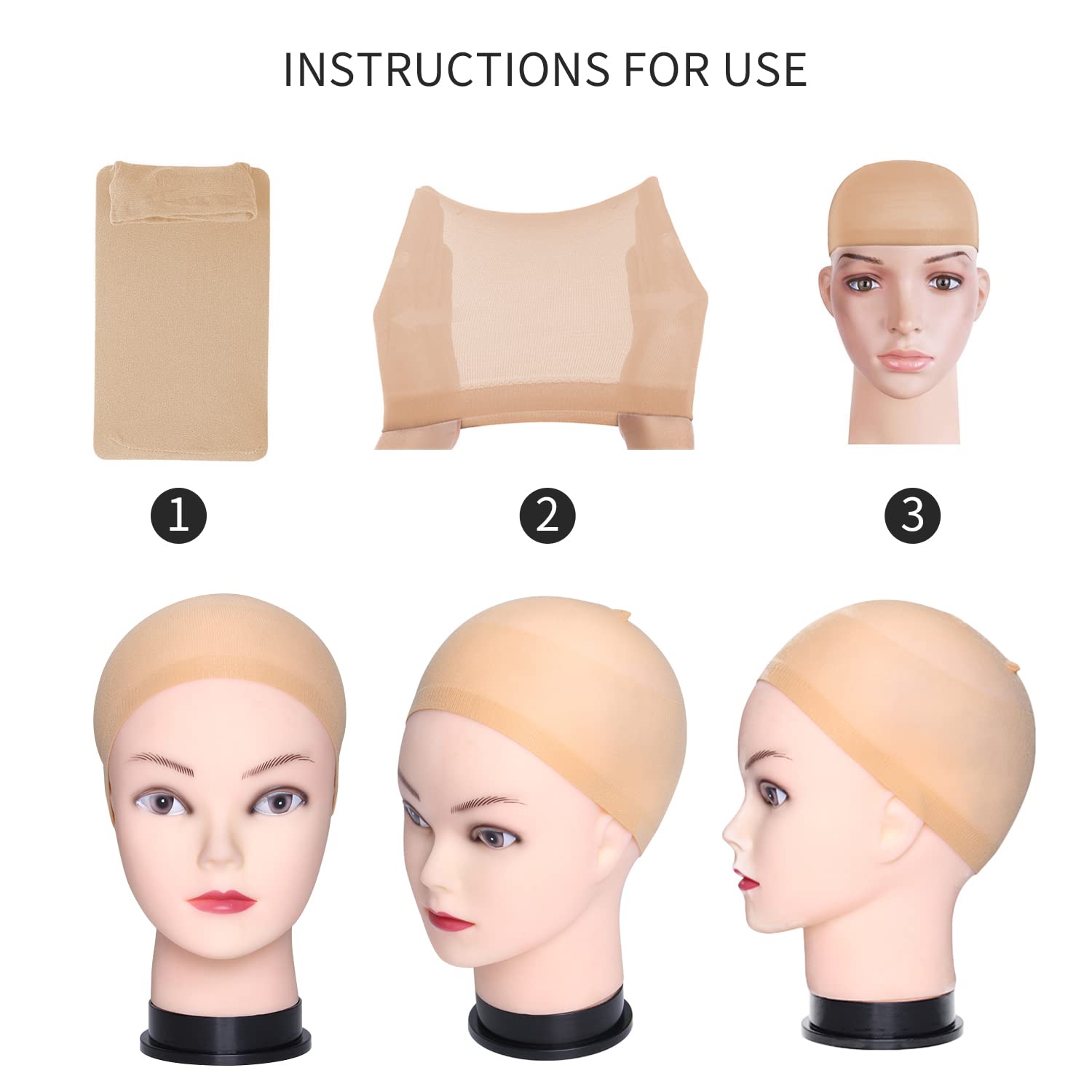 1 Wrinkle Bald Head Cover and 1 Skin Tone Hair Net, Cosplay, Masquerade Props, Stage Performance Props, Fake Scalp Props - Image 4