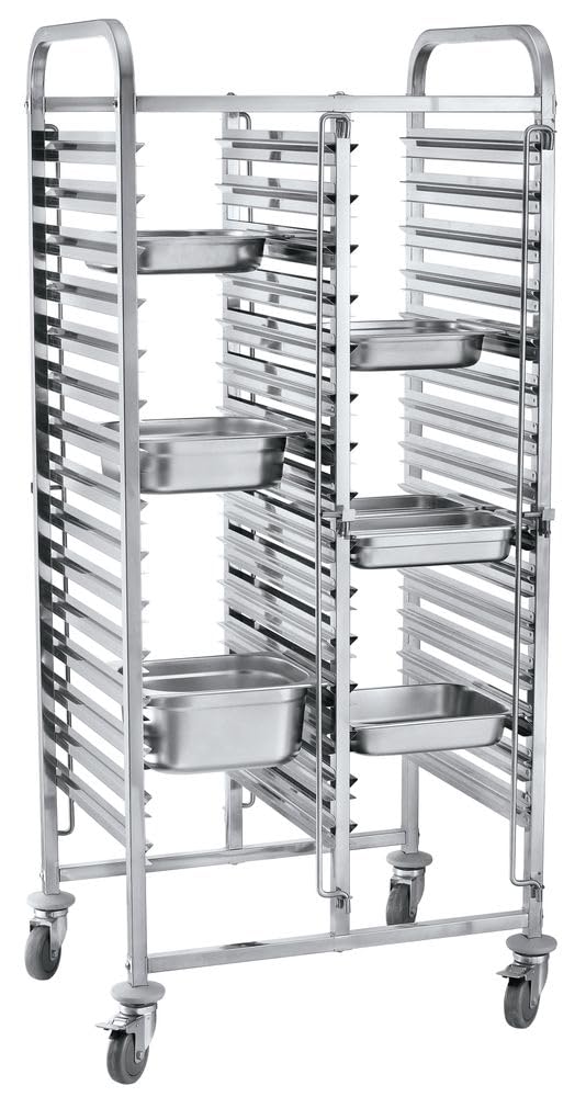 HENDI Carro bandejero doble móvil, 30 x GN 1/1, capacidad de carga 150 kg, 798x610x(H)1710mm, acero inoxidable