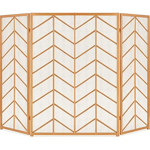 BCP 3 Panel Chevron Fireplace Screen Cover
