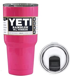 YETI Coolers 30 Ounce (30oz) (30 oz) Custom Rambler Tumbler Cup Mug Bundle with New Magslider Lid (Hot Pink Neon) - coolthings.us
