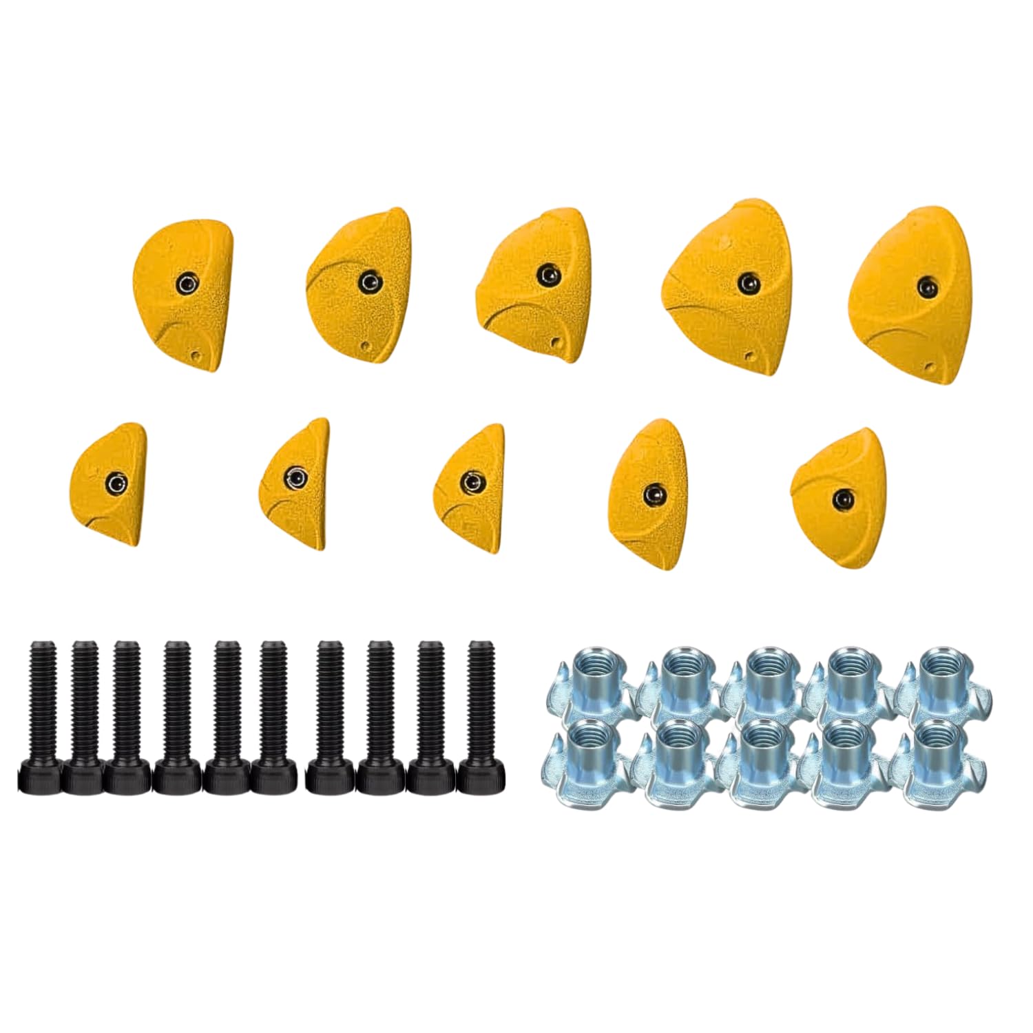 White Tech Premium Rock Climbing Holds Crimp (10 Pack) Climbing Holds for Indoor and Outdoor Play Set for Kids, Adult Easy to Install, Wall/Wood Long Lasting Crimp Grips