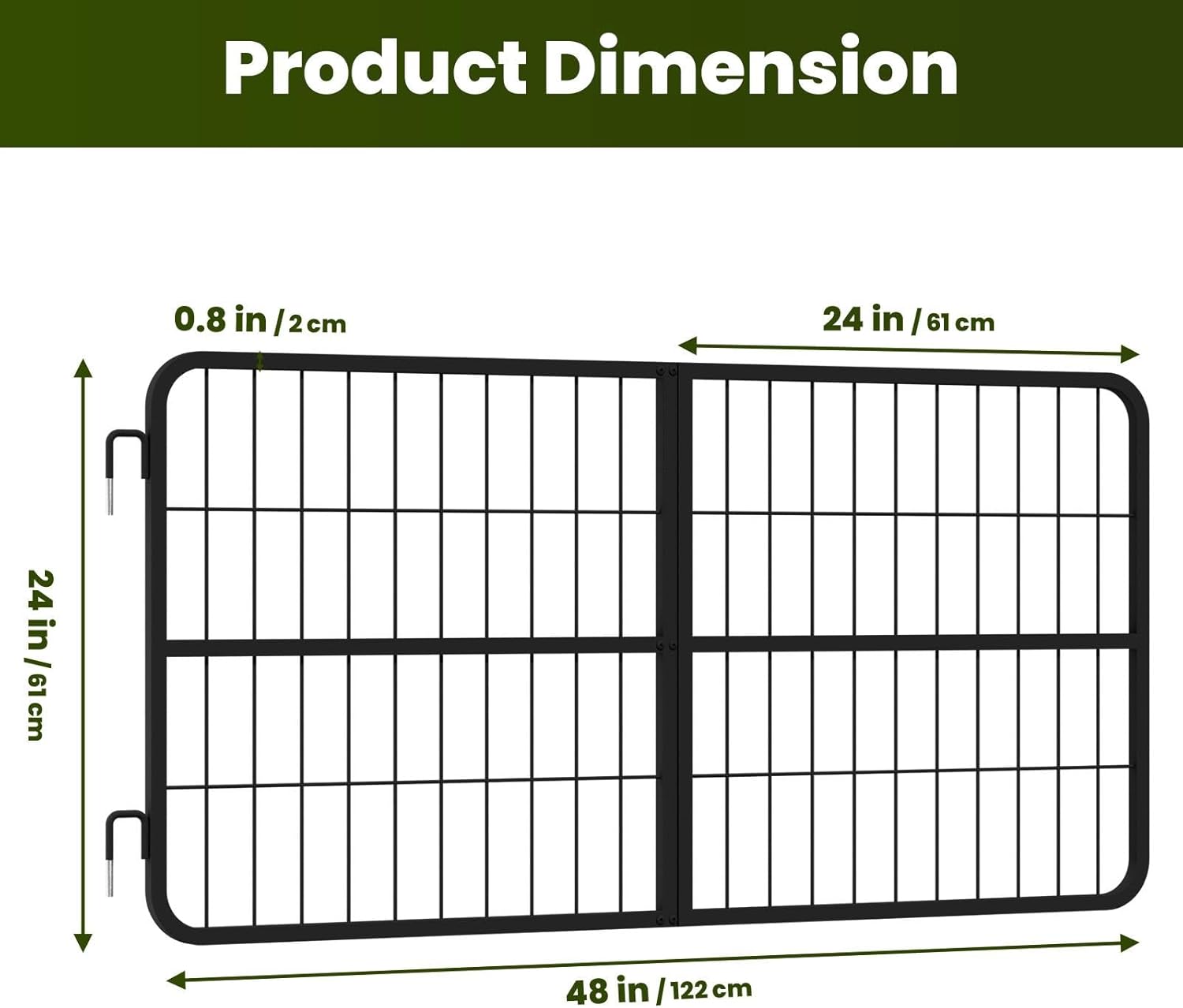 48" Wide × 24“Hige Heavy Duty Steel Horse Stall Gate, Horse Stall Guard Accessorie, Hardware Kit Include 1" Thick Steel Frame Panel, Fits Standard Barn Doorways