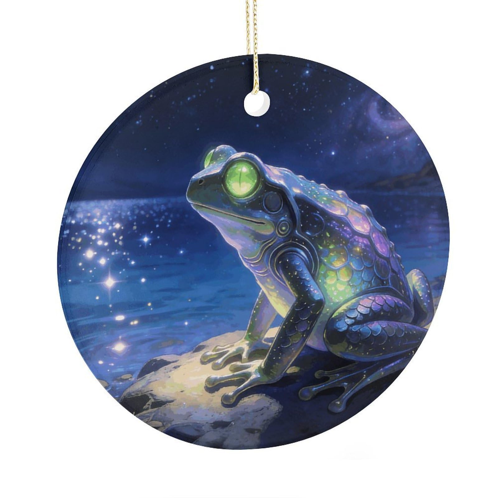 Fodpand Women's Style Star Lake Spacefrog Ceramic Christmas Ornament,Wall Hanging Decor Windows Hanging Decor Best Friend Birthday Gifts, Friendship Gifts Car Hanging Ornament Gift For Girls, Teachers 2.9 In