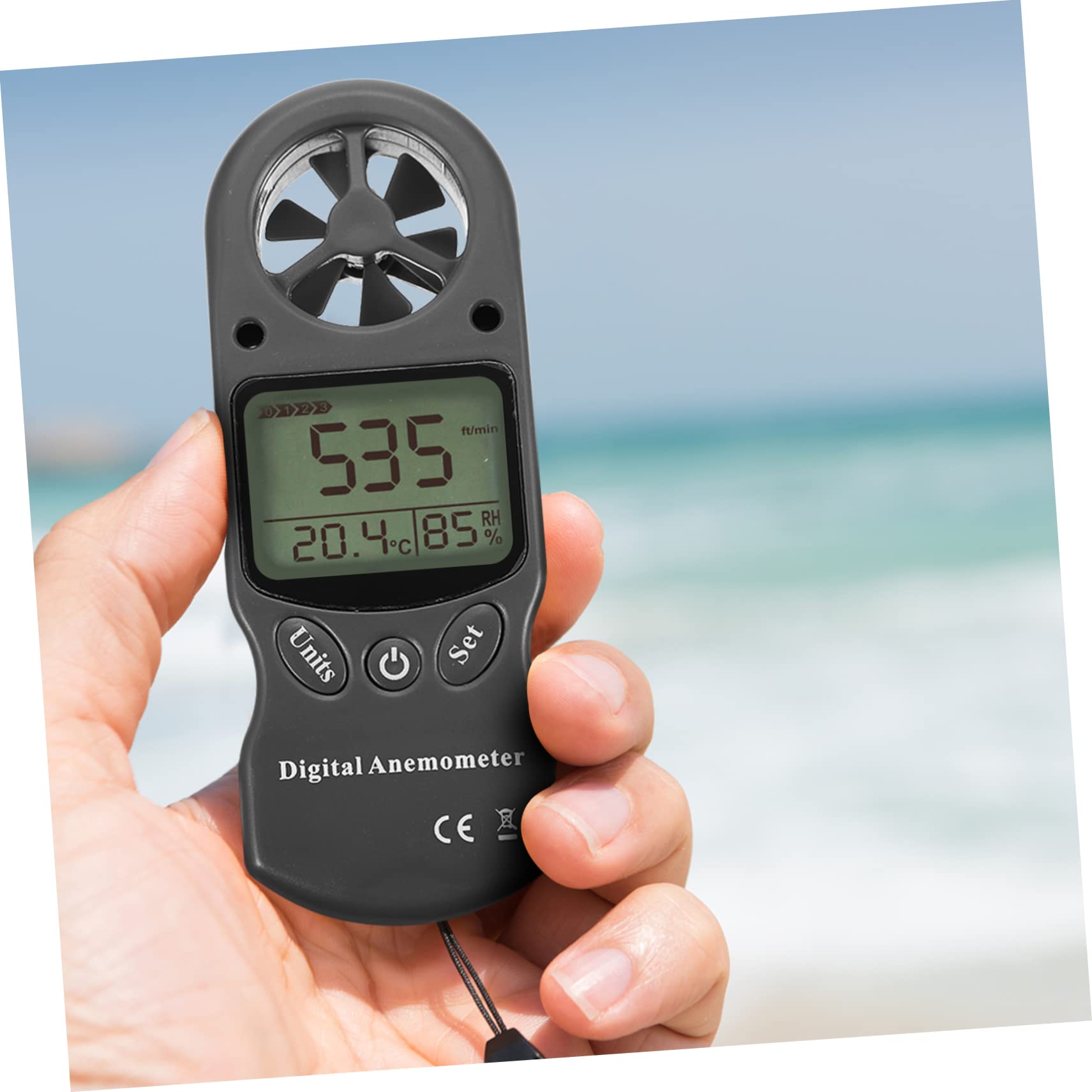 Zerodeko 1pezzi Igrometro Digitale Misuratore Di Velocità Del Vento Con Display Anemometro Portatile Per Misurare Pressione Aria Temperatura e Umidità