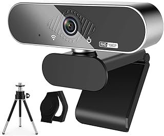 Webcam for PC, Full HD 1080P Web Camera with Microphone, 110° Wide-Angle Webcam for Streaming and Video, Recording, Compatible with PC/Laptop Skype/Studio/Zoom/Facetime