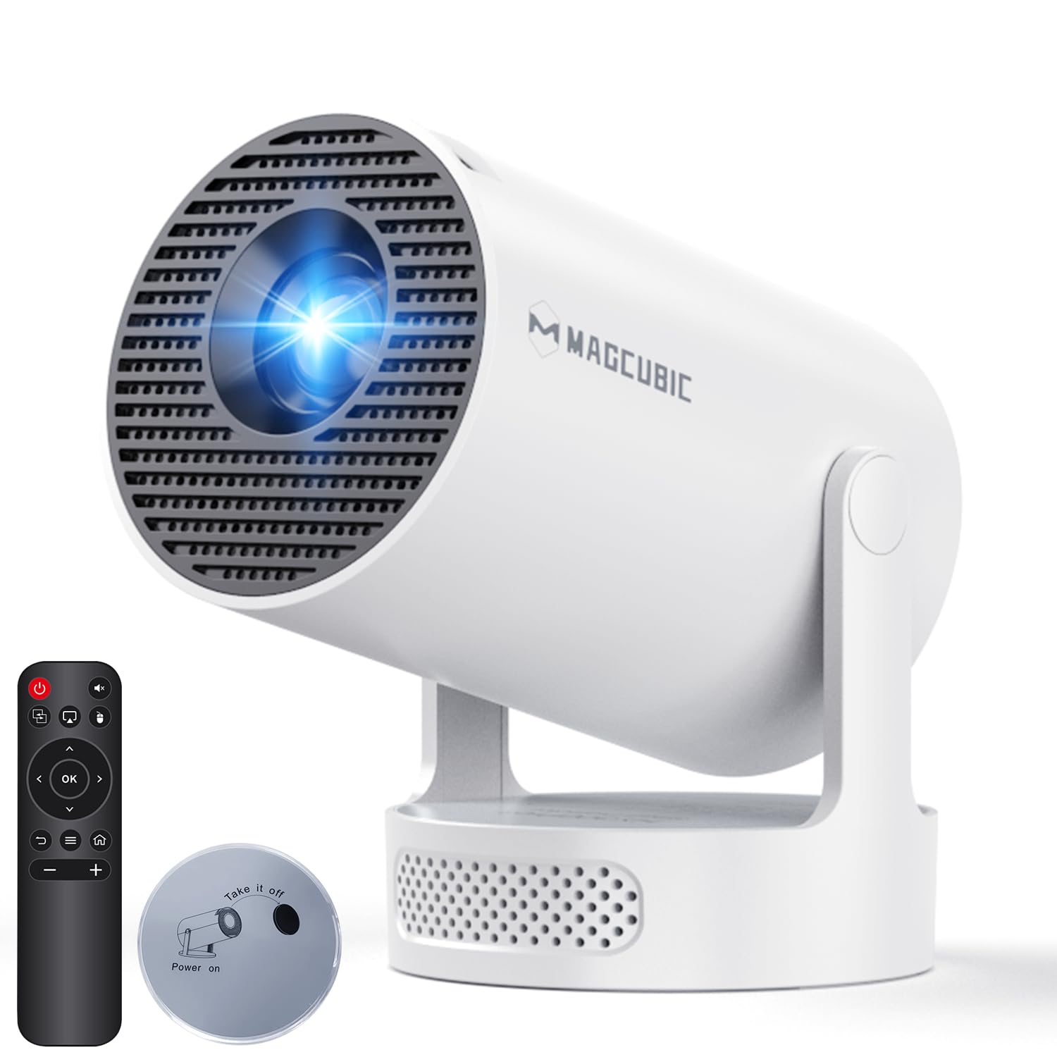 Magcubic Mini Beamer 4K HY300pro+ Android 14 Auto Trapezkorrektur WiFi 6 BT 5.4 180°Dreh 5W Lautsprecher