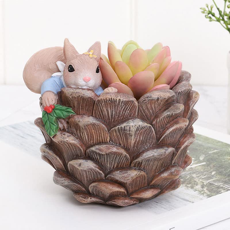Pineshell Squirrel Resin Flower Pot Succulent Home Decor Cute Planters (B0C6TVP5HW) Amazon Price History, Amazon Price Tracker