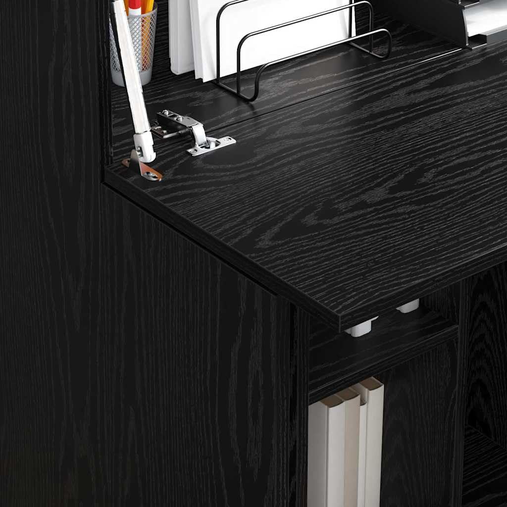 Scrivania rovere nero in legno ingegnerizzato 71,5 x 31,5 x 106,5 cm con cassetto e ripiano per ufficio, studio e smartworking, mobile salvaspazio per computer e gaming