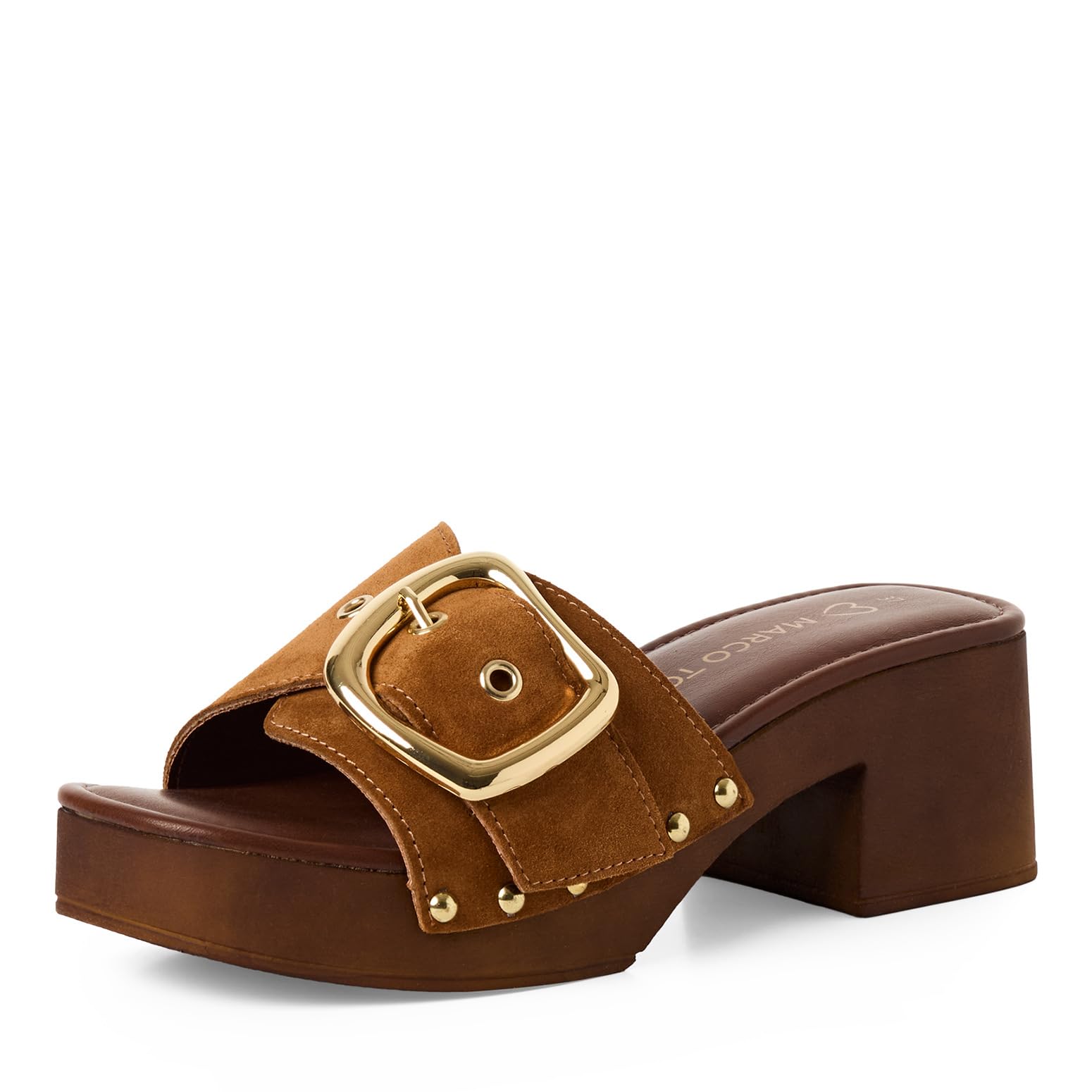 MARCO TOZZI Women Sandal soft Feel Me footbed Leather Modern, brown (COGNAC), 4.5 UK