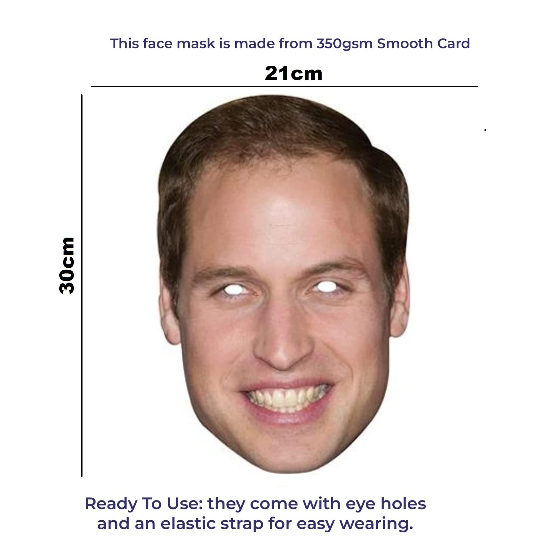 SHATCHI 10Pcs Prince William Royal Family Face Mask King’s Coronation Supplies Celebrities Face Masks UK Hen Night Stag Parties Fancy Dress Bulk Wholesale - Image 3