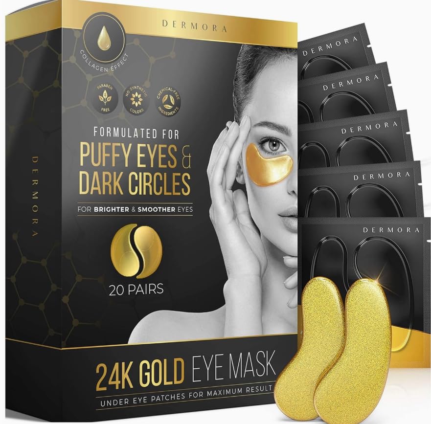 2-Pack, 24K Gold Eye Mask, Under Eye Patches for Puffy Eyes & Dark ...