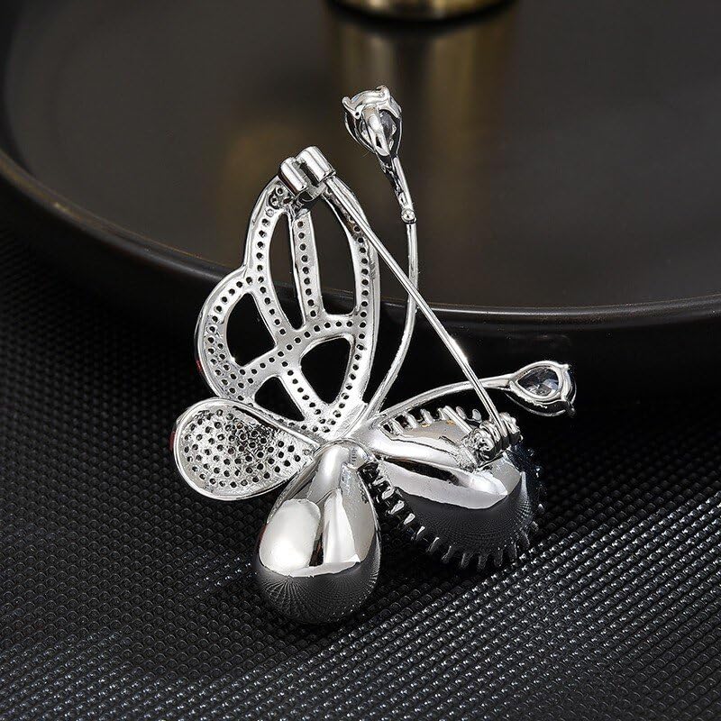 Image of Butterfly Bee Brooches - Rhinestone Butterfly & Bee Lapel Pins - Valentine's Day Gifts for Her