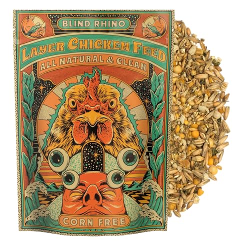 wobniaR Layer Chicken Feed - Blind Rhino All Natural & Clean Whole Grain Layer Chicken Feed (Chickens 20+ Weeks Olds)
