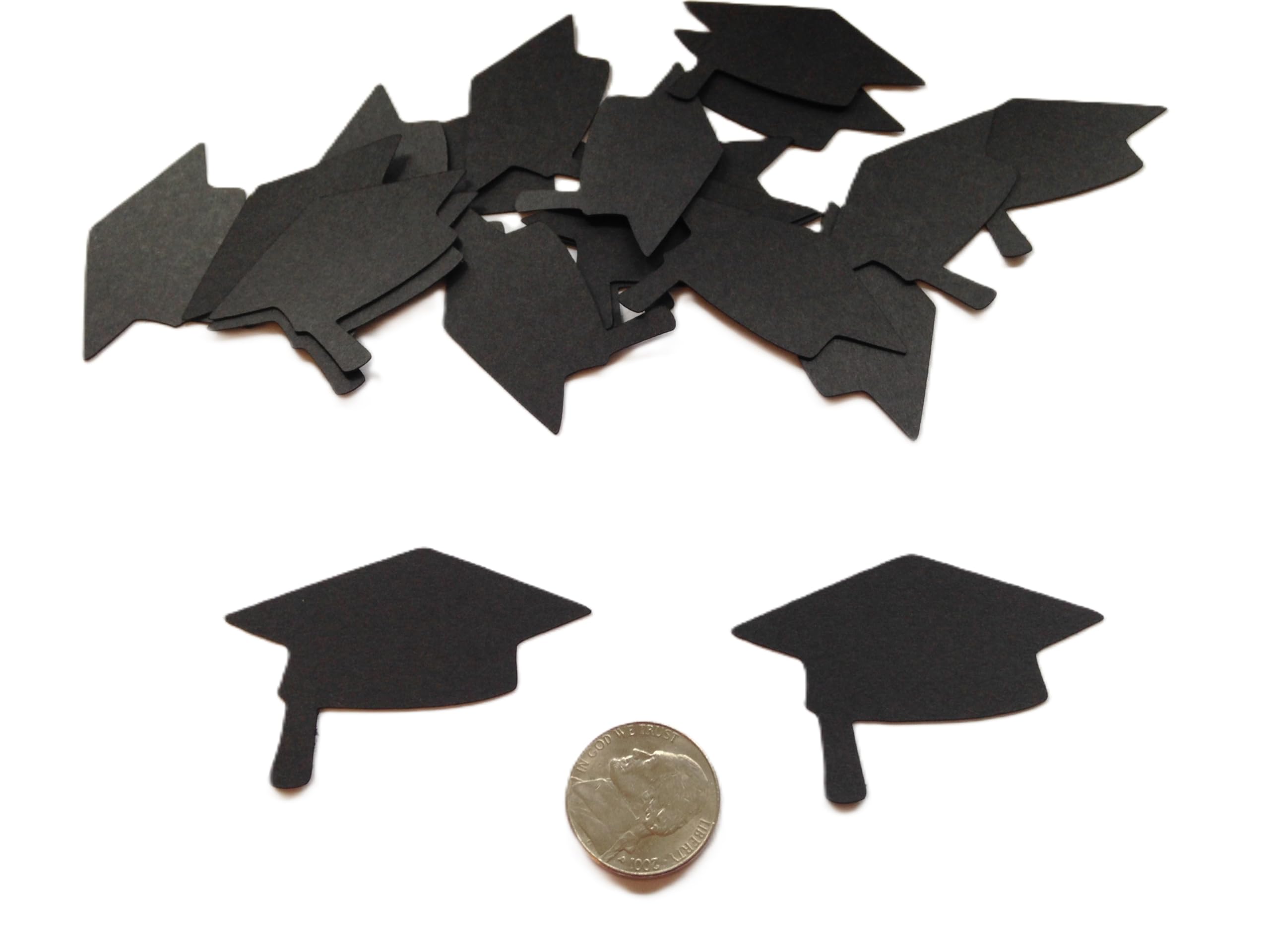 2 Inch Black Graduation Cap Die Cuts for Party Decorations, Scrapbook and Confetti 50 pieces