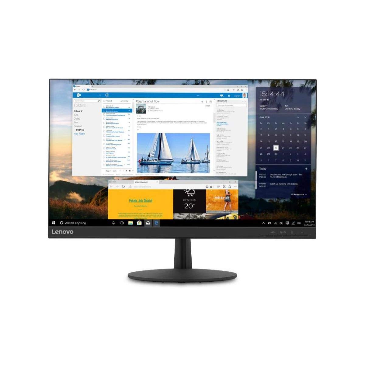 Lenovo L24q-30 23.8-inch QHD (2560 x 1440) LED Backlit IPS Monitor, FreeSync, Widescreen, 3-Side Narrow Bezels, 75Hz, 4ms, HDMI, DP, Title, VESA Mount