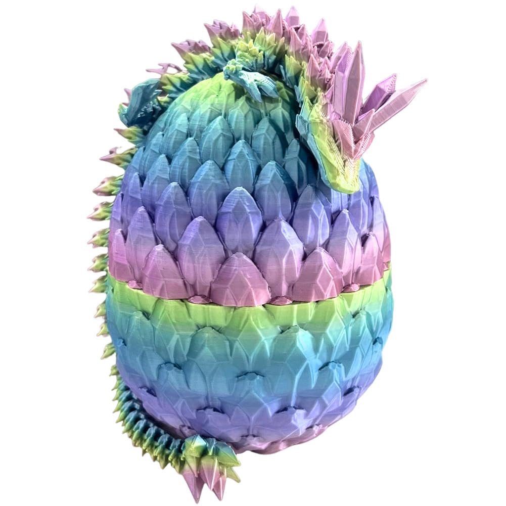 3D-Druck-Drachenei, geheimnisvolles Kristalldrachenei mit Drachen im Inneren (bunt – A)