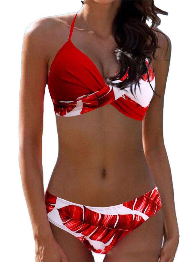 CheChury Bikinis Mujer 2024 Push Up Halter Bikini Traje de baño Acolchado Bra Tops y Braguitas Bikini Sets Talla Grande Bañador Vacaciones