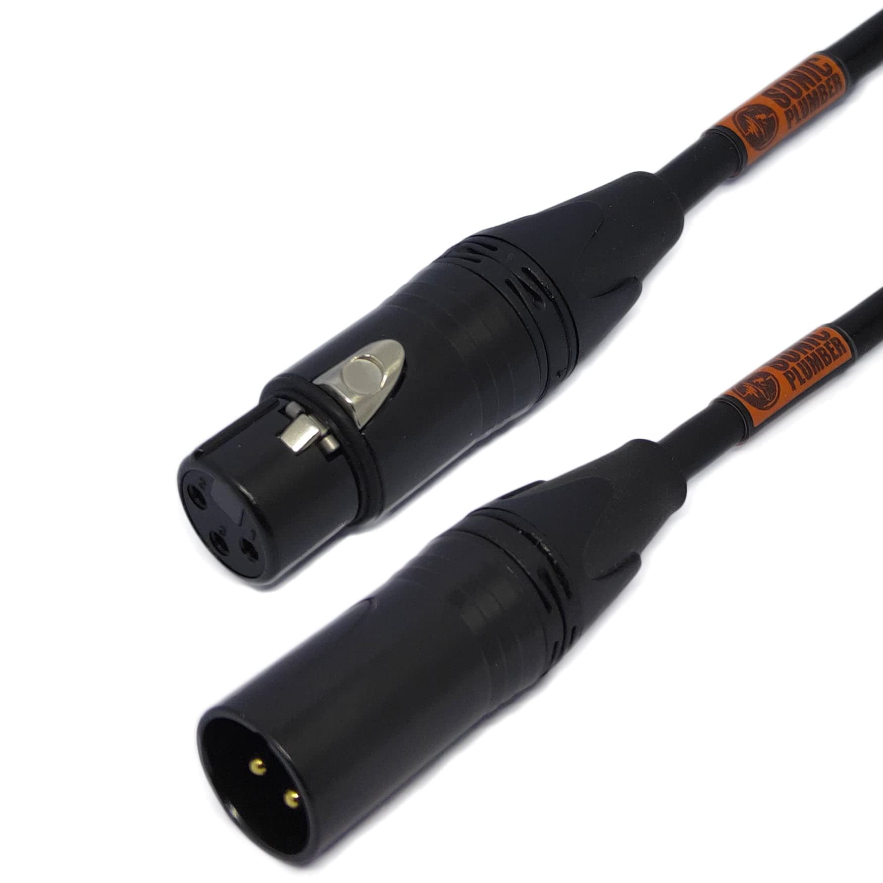 Sonic Plumber Black and Gold XLR male to Female 3-pin Balanced Interconnect Cable with Cable Tie (10meter / 32.8ft)