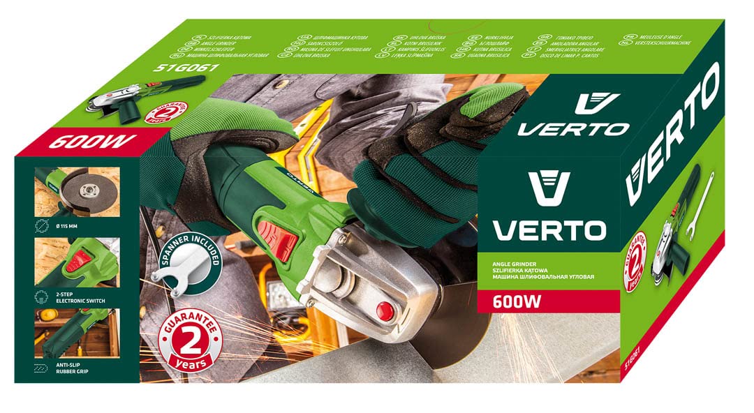 Grupa Topex 51G061 Smerigliatrice Angolare 600W, Disco da 115 x 22.2 mm, Verde Scuro Intenso