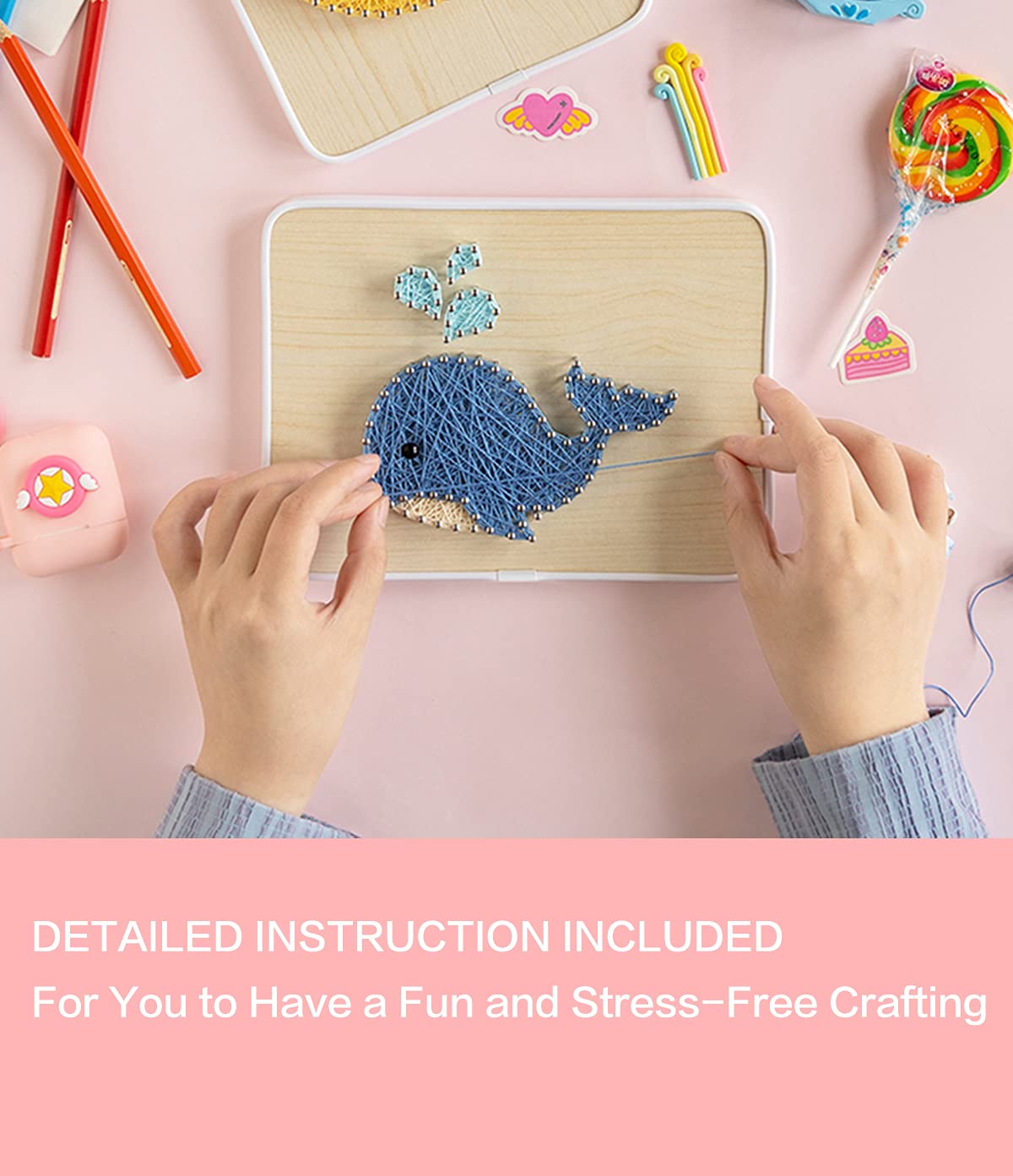 BAZIMA DIY String Art Kit for Beginner, DIY Whale Craft Kit,Unique Gift,Craft Kit for Holidays - Image 5