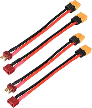 ELFCULB T Plug to XT60 Male Female Adapter 12AWG 2Pairs T Plug Female to XT60 Male and T Plug Male to XT60 Female Connector for RC Lipo Battery Drone6Inches