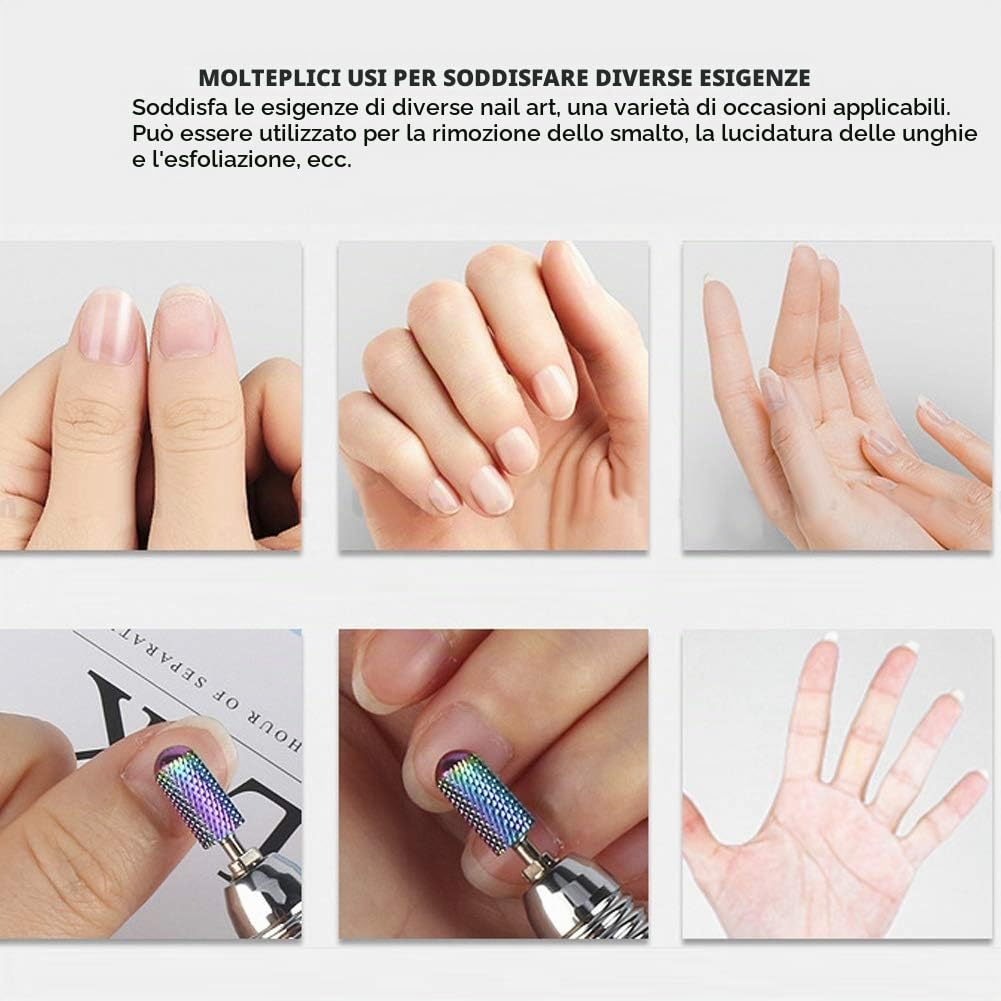 10pcs Fresa per Unghie Professionale, Cuticole Remover Set di Punte per Smerigliatura di Nail Art per Unghie Morte Rimozione Punte Trapano per Unghie Levigatura Set di Punte per Lucidatura Set