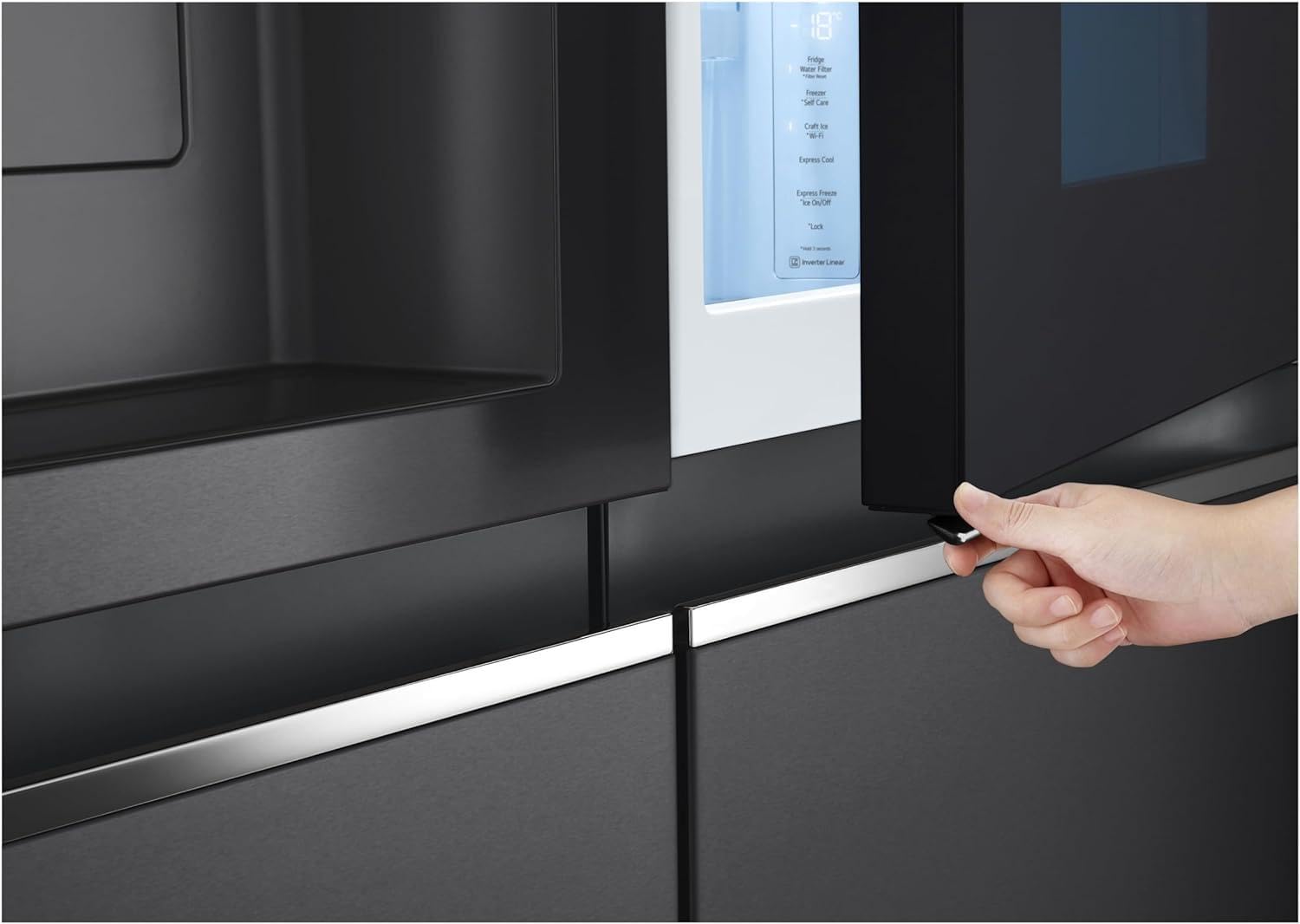 LG GSXV90MCDE Side-by-Side Kühlschrank mit Gefrierfach (628 L, Energieklasse D) mit InstaView, Door-in-Door, Craft Ice, Eis- und Wasserspender, Total No Frost, Schwarz