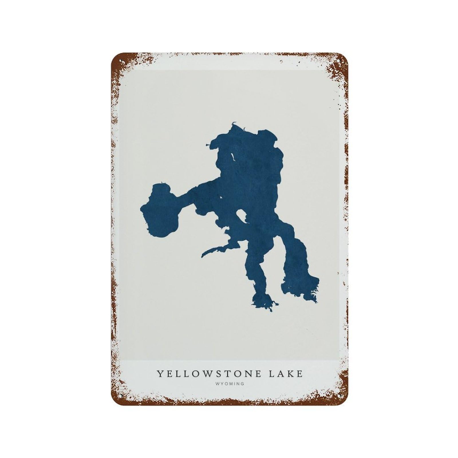 xiaoxiaoshen Yellowstone Lake Map Wyoming Wall Decor Art Metal Tin Poster Modern Home Decor Art Home Bar Shop Decorations Vintage Sign 30x20cm