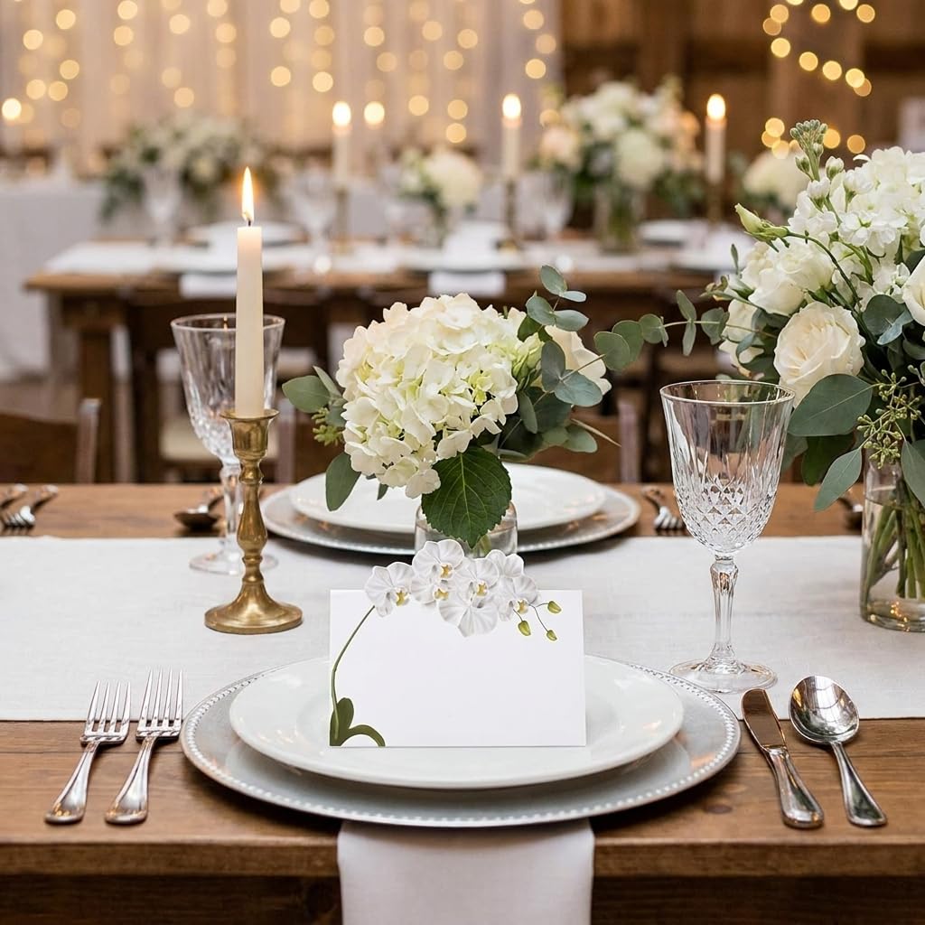 Amazon.com: White Orchid Floral Place Cards 50 Count Wedding Tent
