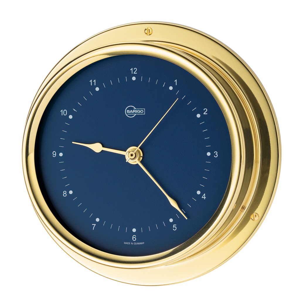 Barigo Ships Clock Regatta brass blue dial