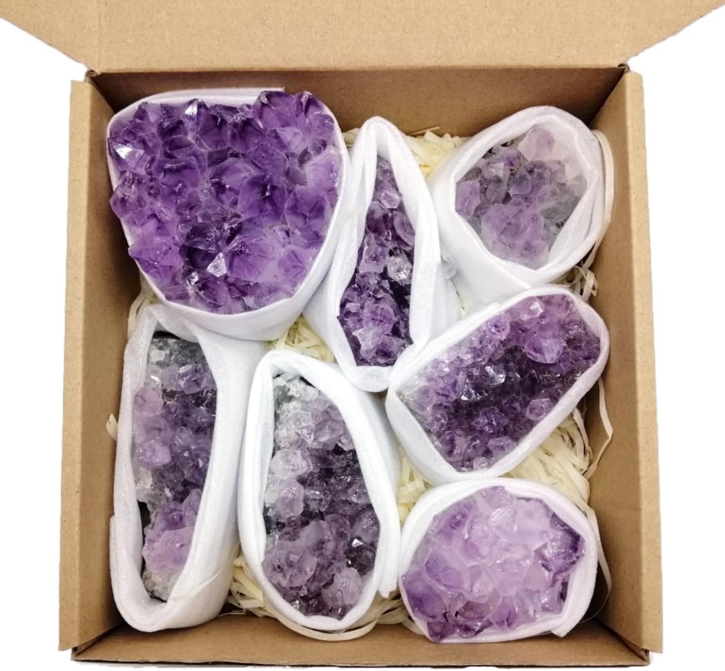 1Lb Raw Amethyst Clusters Natural Amethyst Geode Druzy Deep Purple Crystals Bulk Gemstones Healing Stones for Meditation Home Decoration