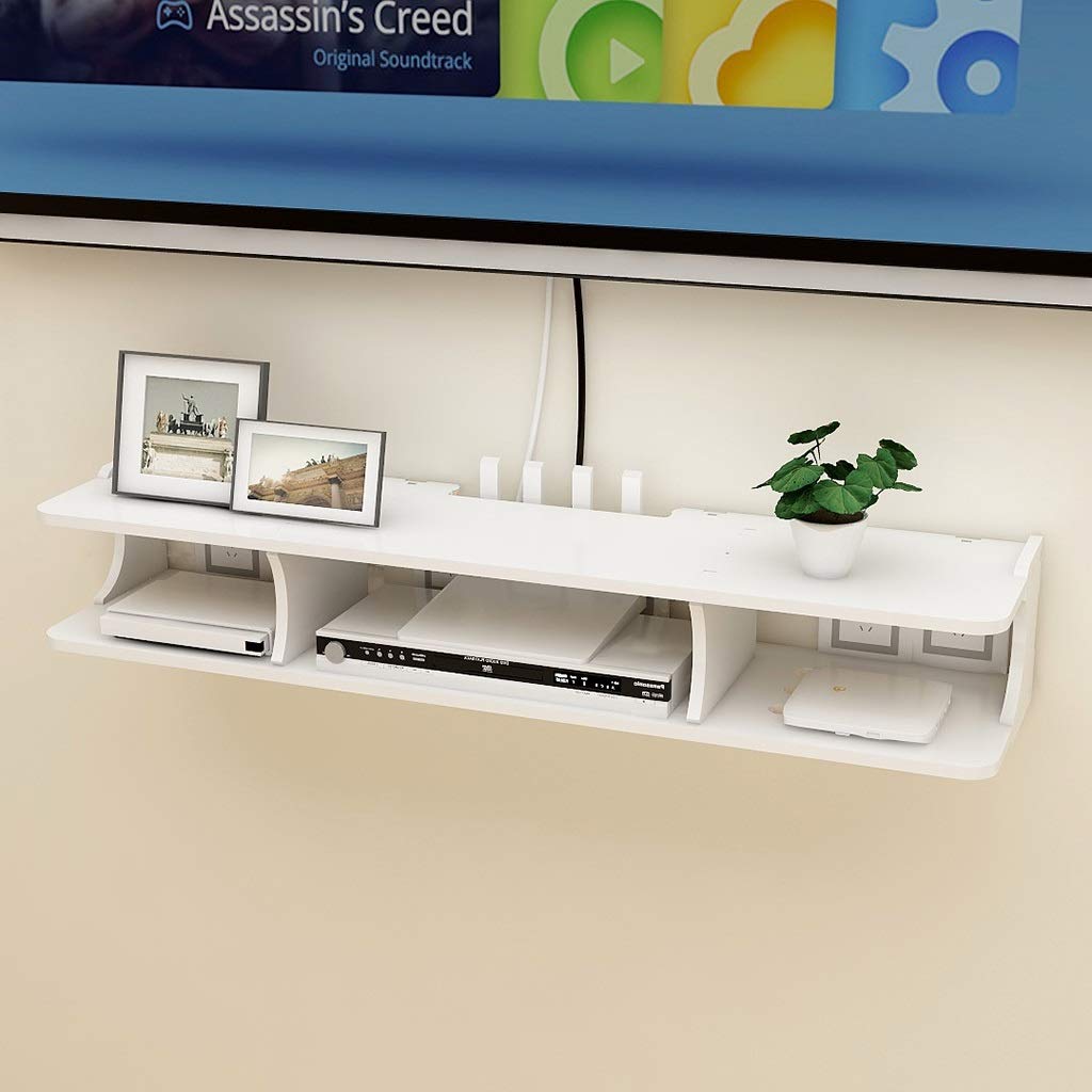 Wall Frame TV Cabinet TV Rack Set-top Box Shelf TV Console Storage Unit Storage Rack Cable Box White Floating TV Cabinet