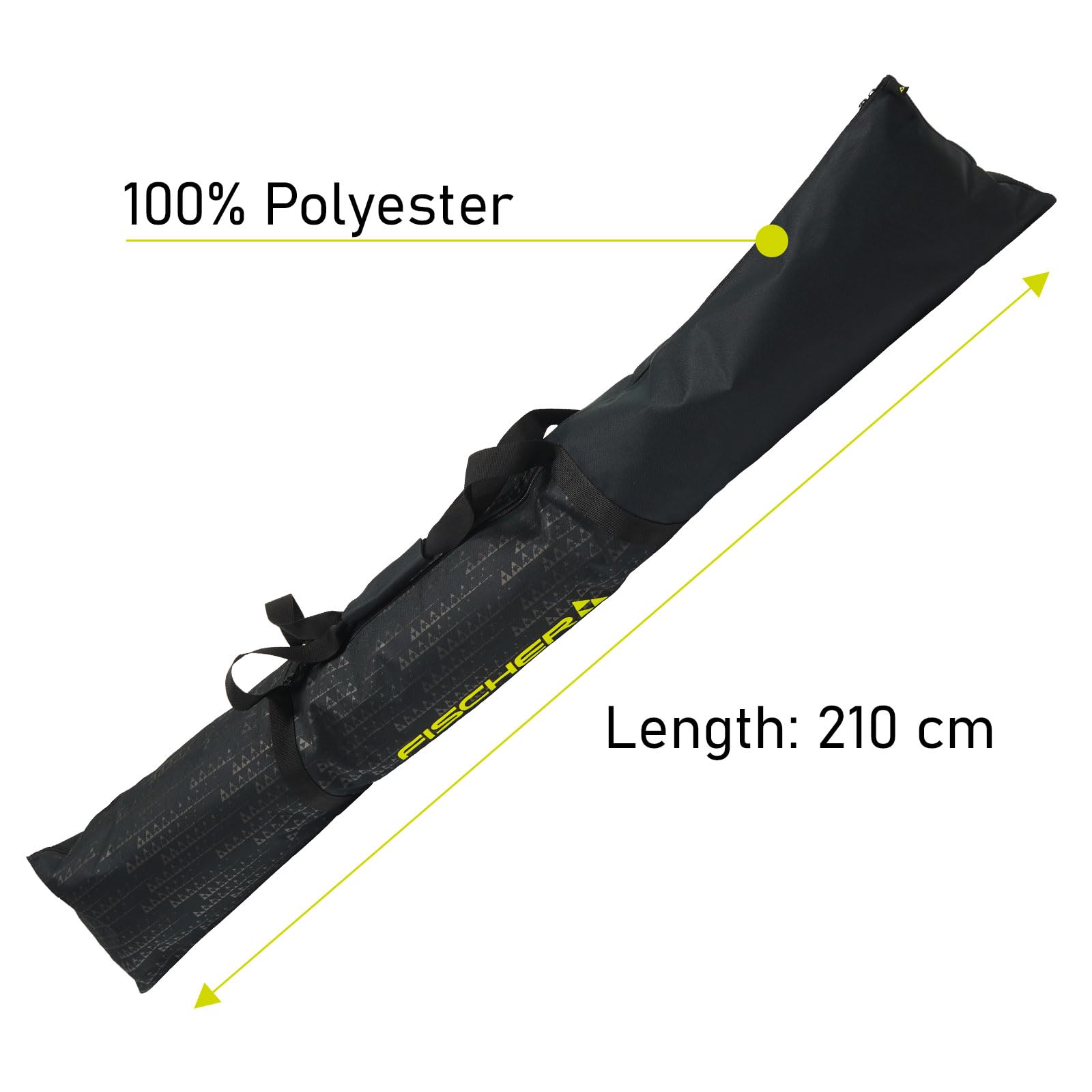 Fischer Skicase ECO XC Sac à skis nordique durable léger et pliable 210 cm de long avec poignées | Capacité de 1 ou 3 paires de skis