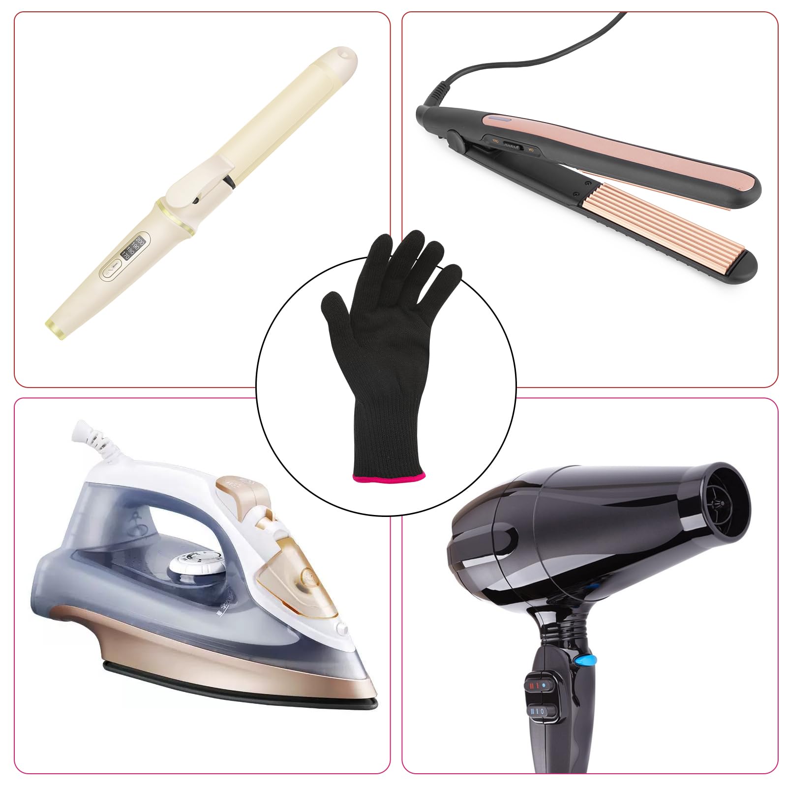Gants de coiffure WLLHYF professionnels résistant à la chaleur pour fer à friser et fer à lisser, gants de blocage de la chaleur pour les mains gauche et droite - 1 pièce