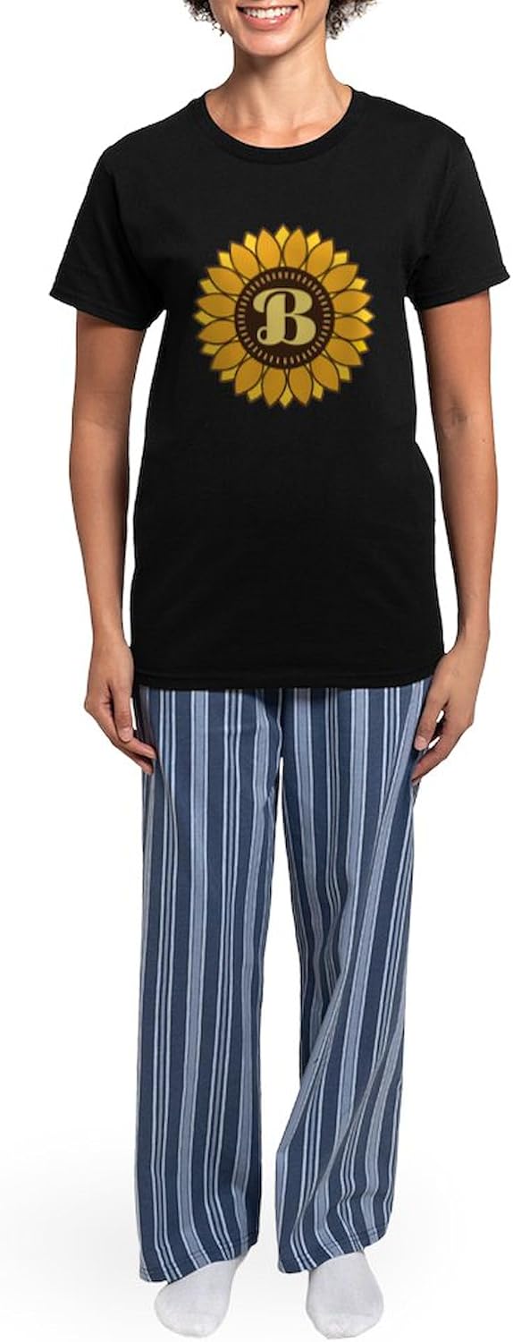 CafePress Monogram Letter B Sunflower Pajamas Womens Novelty PJ Sleepwear