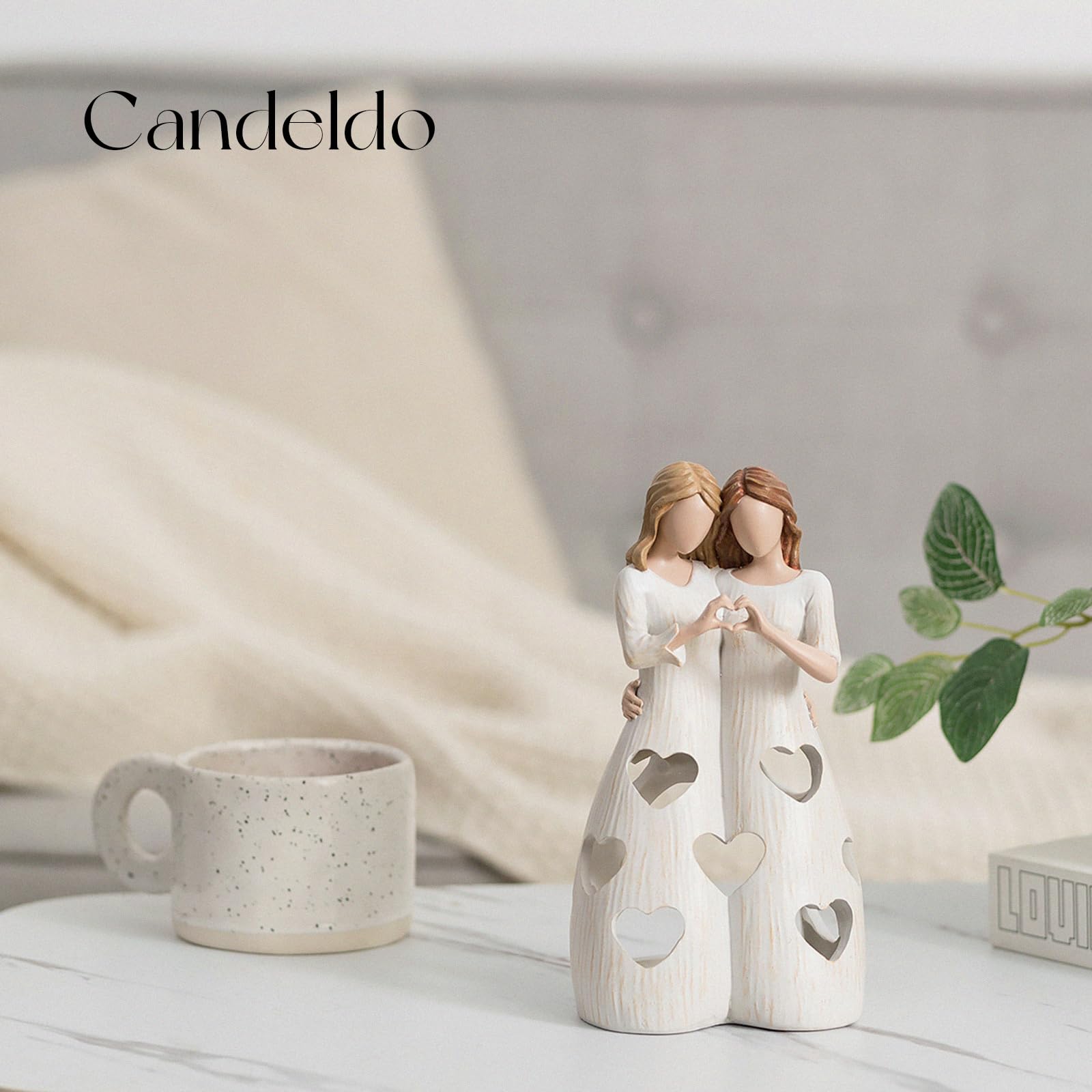 Candeldo 【Schwester Geburtstagsgeschenke für Frauen】 Einzigartige Wohnkultur bedeutungsvolle Geschenkideen für Bestie Kerzenhalter Figur