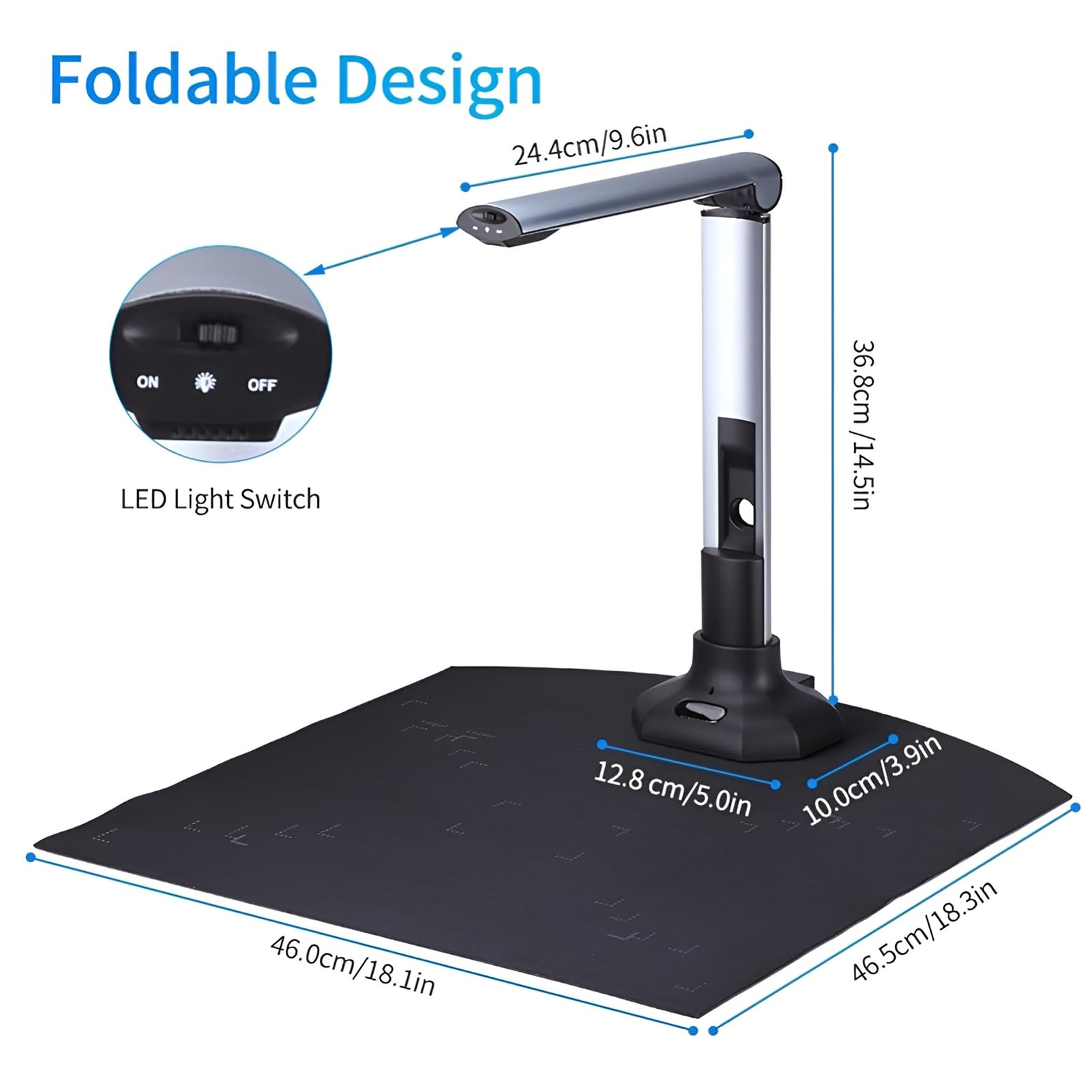 Scanner portatile HD per documenti, 10 MP, autofocus, formato A4 veloce e scanner per libri, per ufficio, scuola, casa, banca