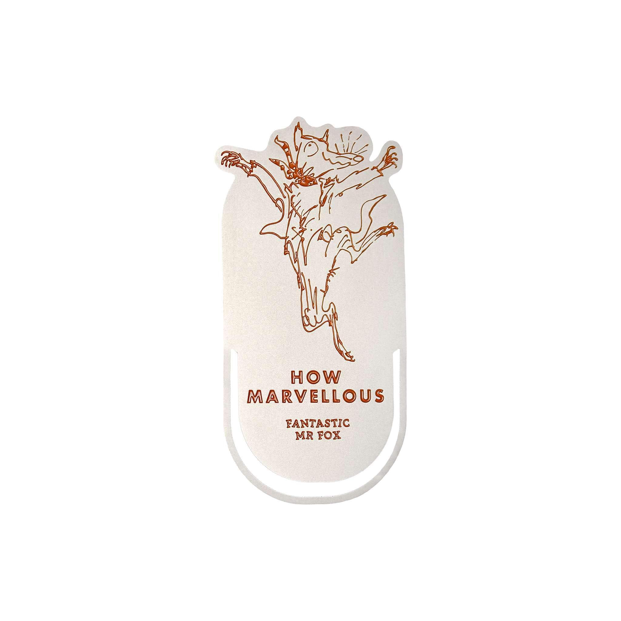 Half Moon Bay How Marvelous - Fantastic Mr Fox - Roald Dahl Bronze Tone 2.8 x 2.1 Inch Zinc Alloy/Enamel Bookmark Paper Clip